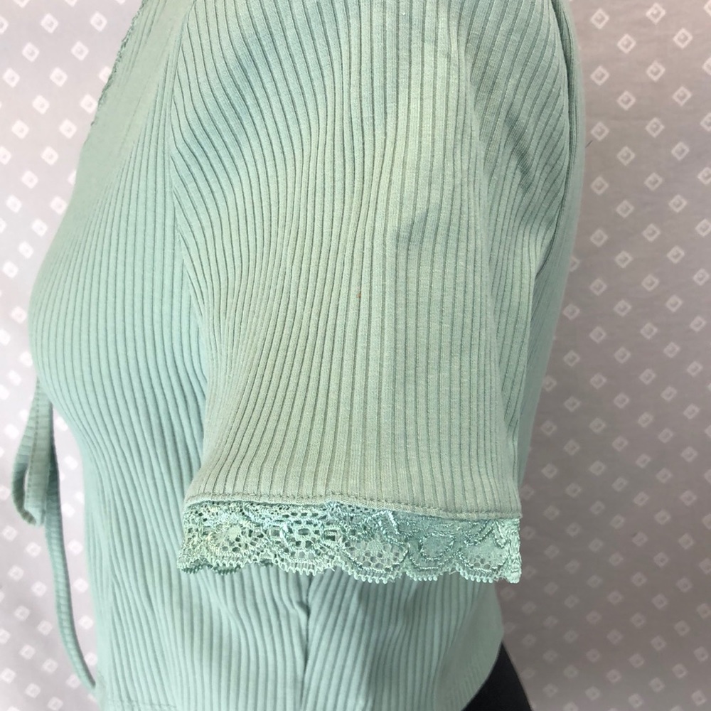 SHEIN Lace Trim Ribbed Knit Top - Picture 5 of 6